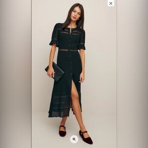 Reformation Black Button-Down Maxi Dress